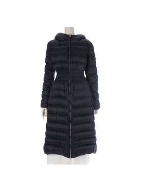 Prada Nylon Fur Collared Down Coat Navy 40